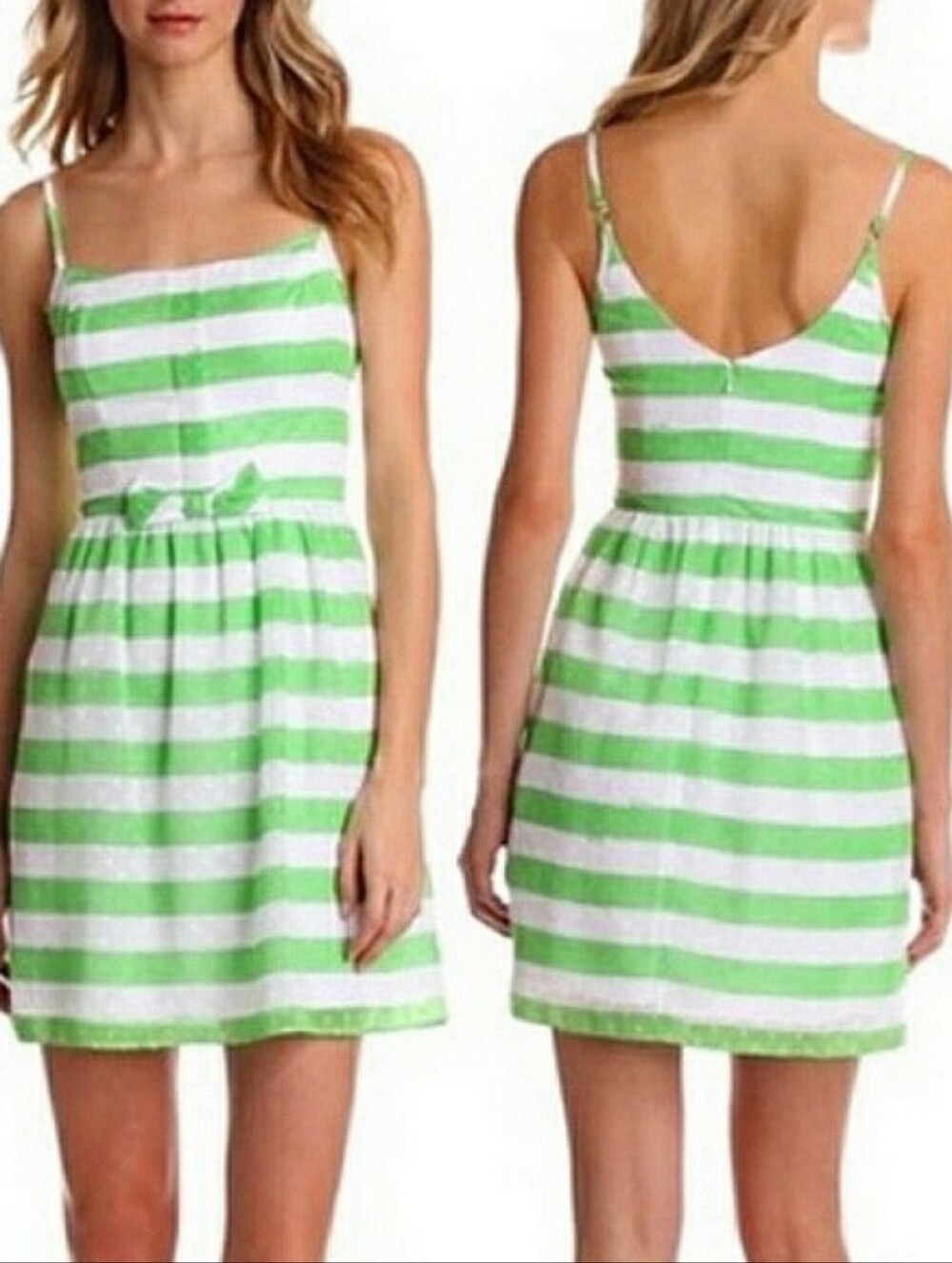 Lilly Pulitzer Green and White Striped Bow Sundress